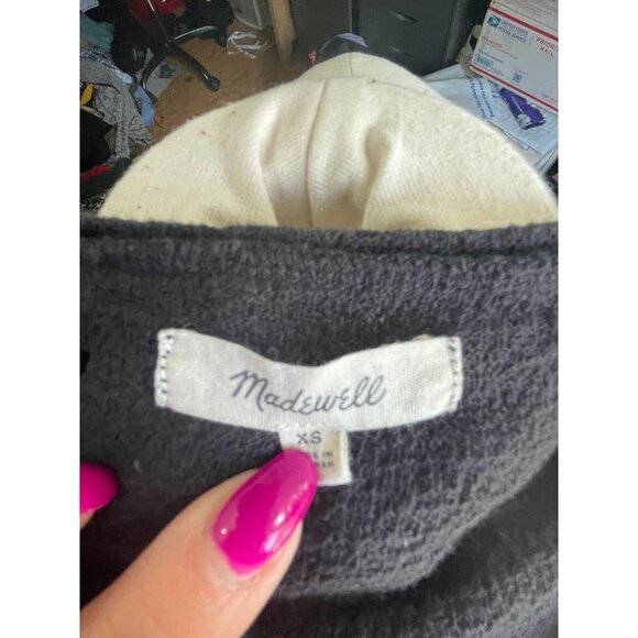 Madewell Texture & Thread Modern Side-Tie Top Knit Pullover Cotton Black XS - Picture 10 of 10